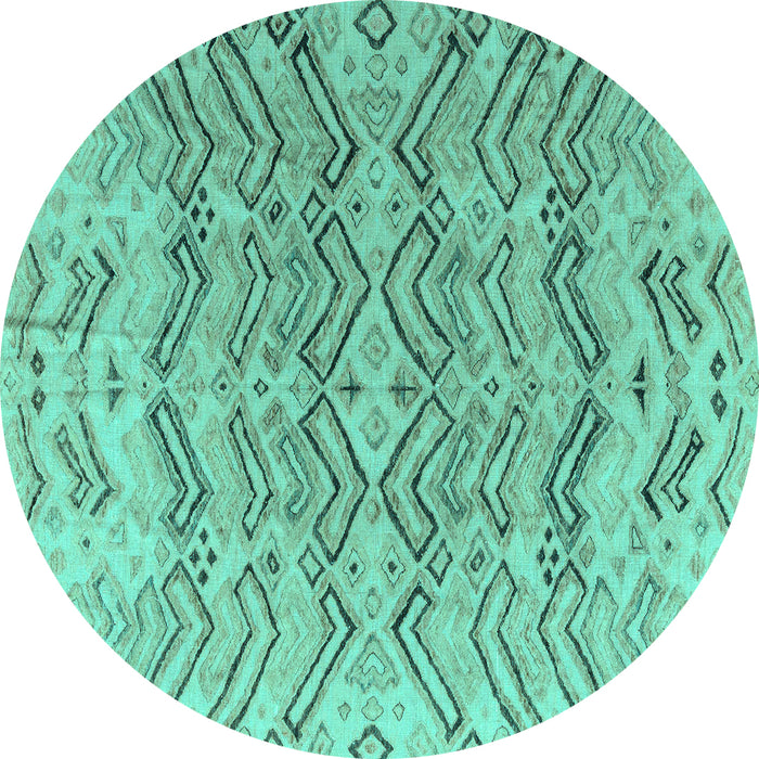 Round Solid Turquoise Modern Rug, abs4788turq