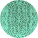 Round Solid Turquoise Modern Rug, abs4788turq