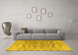 Machine Washable Solid Yellow Modern Rug in a Living Room, wshabs4788yw