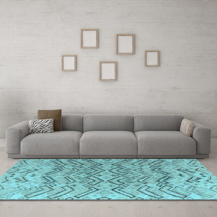 Machine Washable Solid Light Blue Modern Rug in a Living Room, wshabs4788lblu