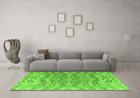 Machine Washable Solid Green Modern Rug, wshabs4788grn