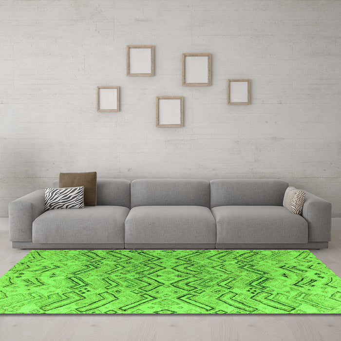 Machine Washable Solid Green Modern Area Rugs in a Living Room,, wshabs4788grn