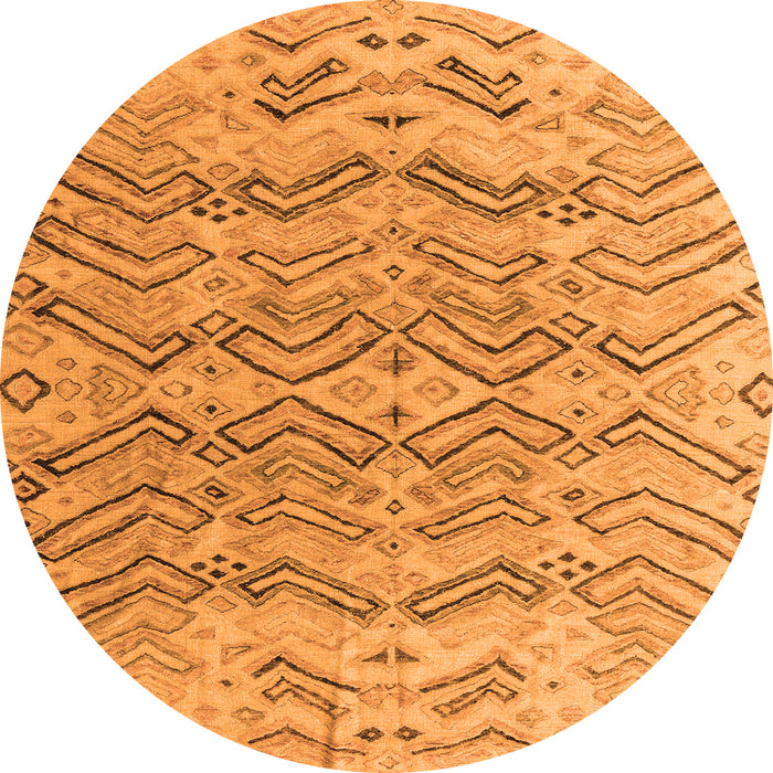 Round Machine Washable Solid Orange Modern Area Rugs, wshabs4788org