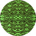 Round Machine Washable Abstract Green Modern Area Rugs, wshabs4789grn