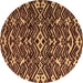 Round Machine Washable Abstract Brown Modern Rug, wshabs4789brn