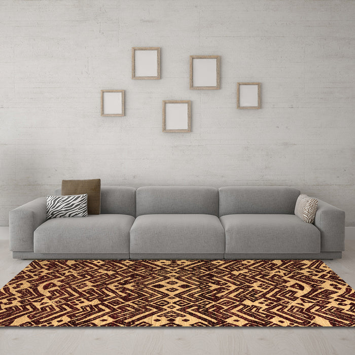 Machine Washable Abstract Brown Modern Rug in a Living Room,, wshabs4789brn