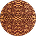 Round Machine Washable Abstract Orange Modern Area Rugs, wshabs4789org