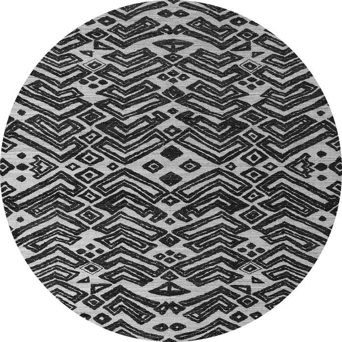 Round Machine Washable Abstract Gray Modern Rug, wshabs4789gry