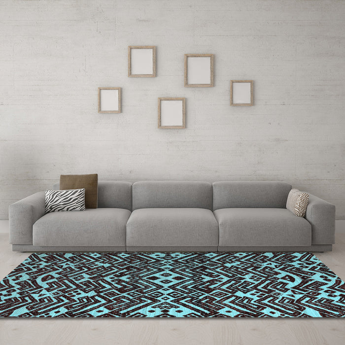 Machine Washable Abstract Light Blue Modern Rug in a Living Room, wshabs4789lblu