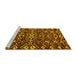 Sideview of Machine Washable Abstract Yellow Modern Rug, wshabs4789yw