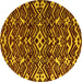 Round Machine Washable Abstract Yellow Modern Rug, wshabs4789yw