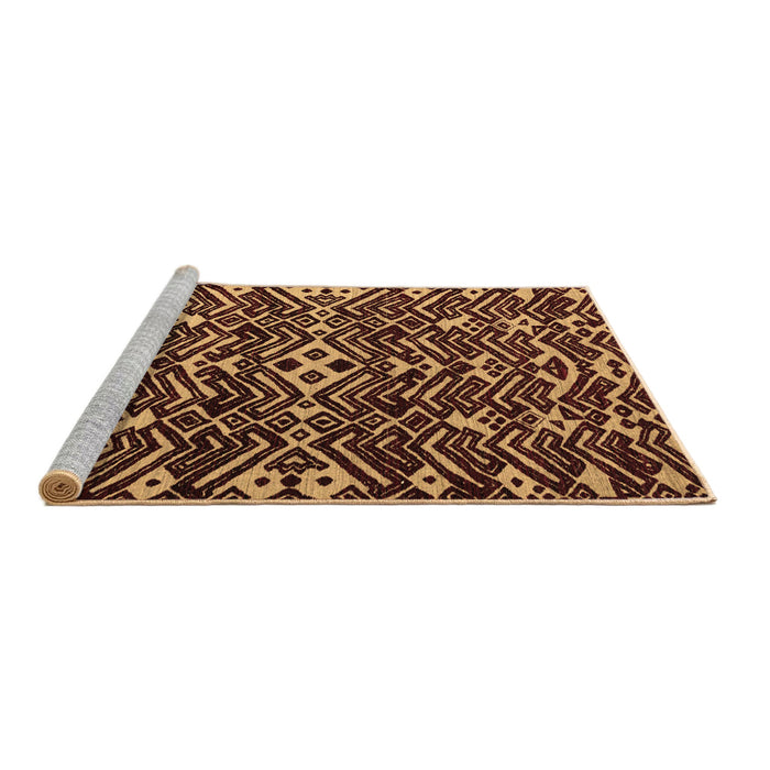 Sideview of Machine Washable Abstract Brown Modern Rug, wshabs4789brn
