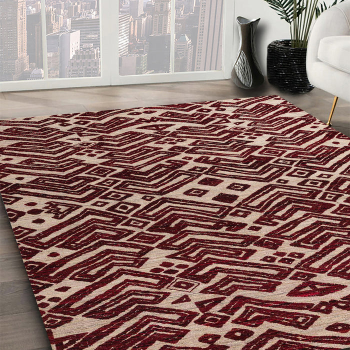 Abstract Light Copper Gold Modern Rug in Family Room, abs4789