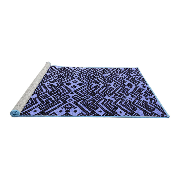 Sideview of Machine Washable Abstract Blue Modern Rug, wshabs4789blu