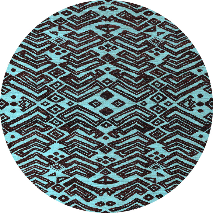 Round Machine Washable Abstract Light Blue Modern Rug, wshabs4789lblu