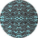 Round Machine Washable Abstract Light Blue Modern Rug, wshabs4789lblu