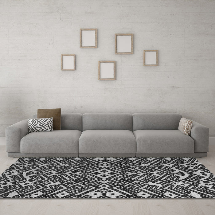 Machine Washable Abstract Gray Modern Rug in a Living Room,, wshabs4789gry