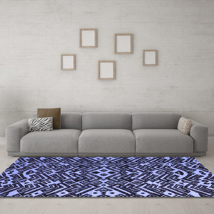 Machine Washable Abstract Blue Modern Rug in a Living Room, wshabs4789blu