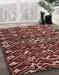 Machine Washable Abstract Light Copper Gold Rug in a Family Room, wshabs4789