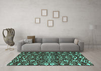 Machine Washable Abstract Turquoise Modern Rug, wshabs4789turq