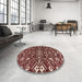 Round Machine Washable Abstract Light Copper Gold Rug in a Office, wshabs4789