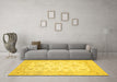 Machine Washable Oriental Yellow Traditional Rug in a Living Room, wshabs478yw