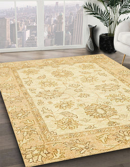 Abstract Sun Yellow Oriental Rug in Family Room, abs478