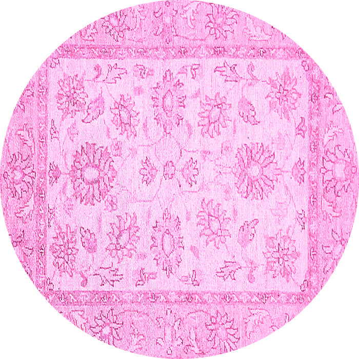 Round Oriental Pink Traditional Rug, abs478pnk