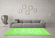 Machine Washable Oriental Green Traditional Area Rugs in a Living Room,, wshabs478grn