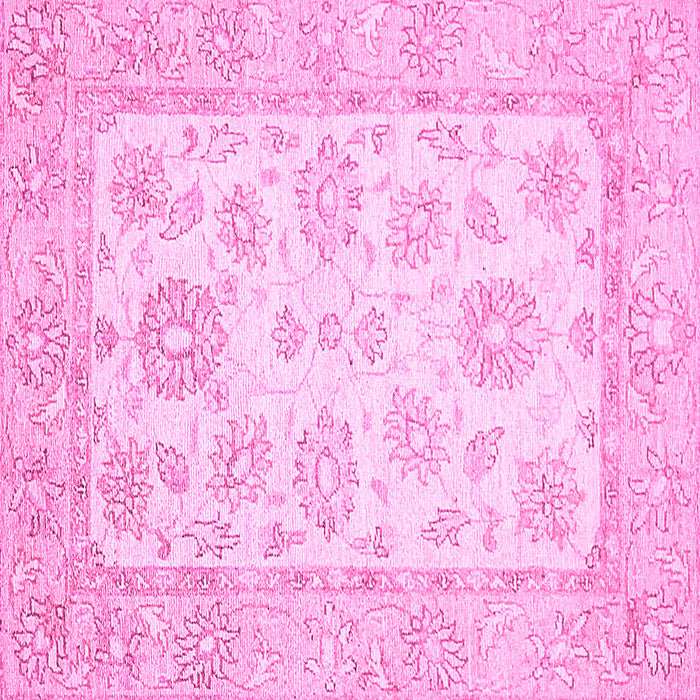 Square Machine Washable Oriental Pink Traditional Rug, wshabs478pnk