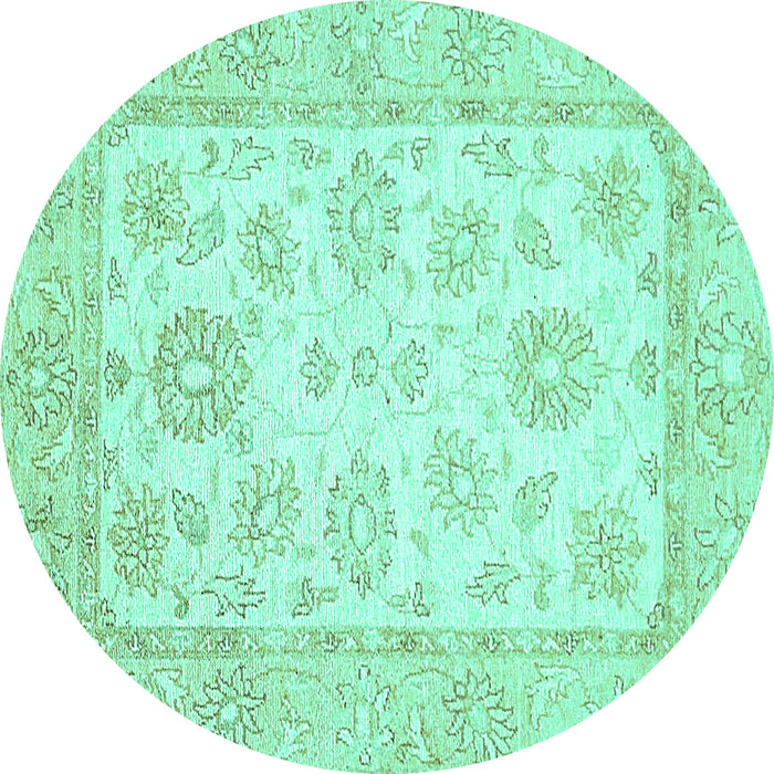 Round Oriental Turquoise Traditional Rug, abs478turq