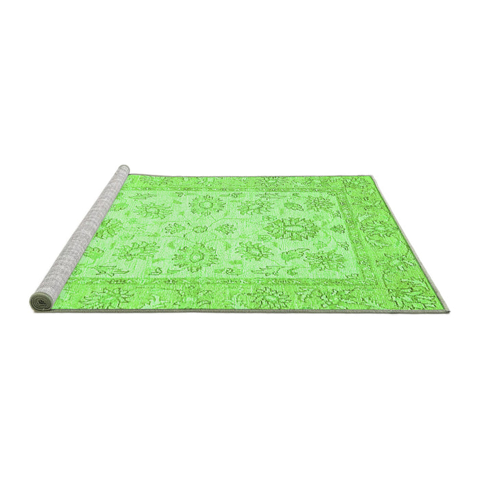 Sideview of Machine Washable Oriental Green Traditional Area Rugs, wshabs478grn