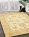 Abstract Sun Yellow Oriental Rug in Family Room, abs478