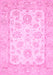 Machine Washable Oriental Pink Traditional Rug, wshabs478pnk