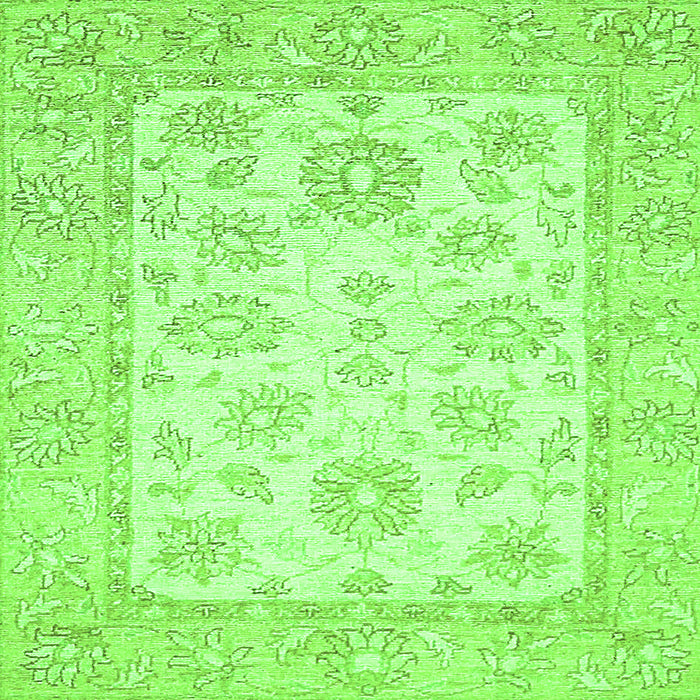 Square Oriental Green Traditional Rug, abs478grn