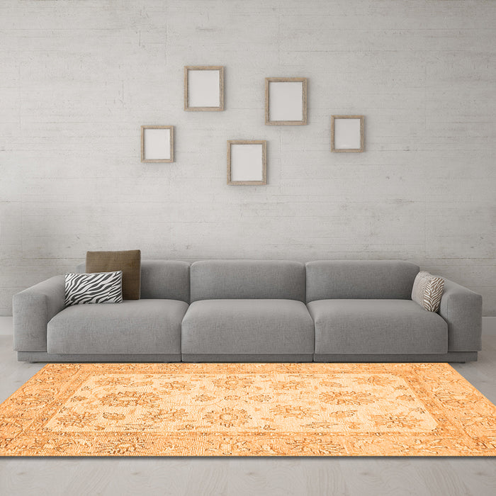 Machine Washable Oriental Orange Traditional Area Rugs in a Living Room, wshabs478org