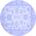 Round Oriental Blue Traditional Rug, abs478blu