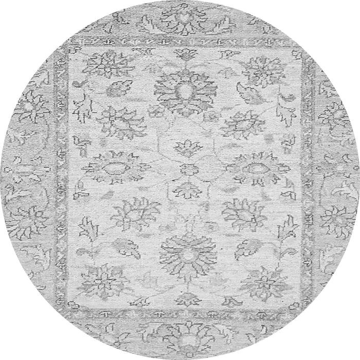 Round Machine Washable Oriental Gray Traditional Rug, wshabs478gry