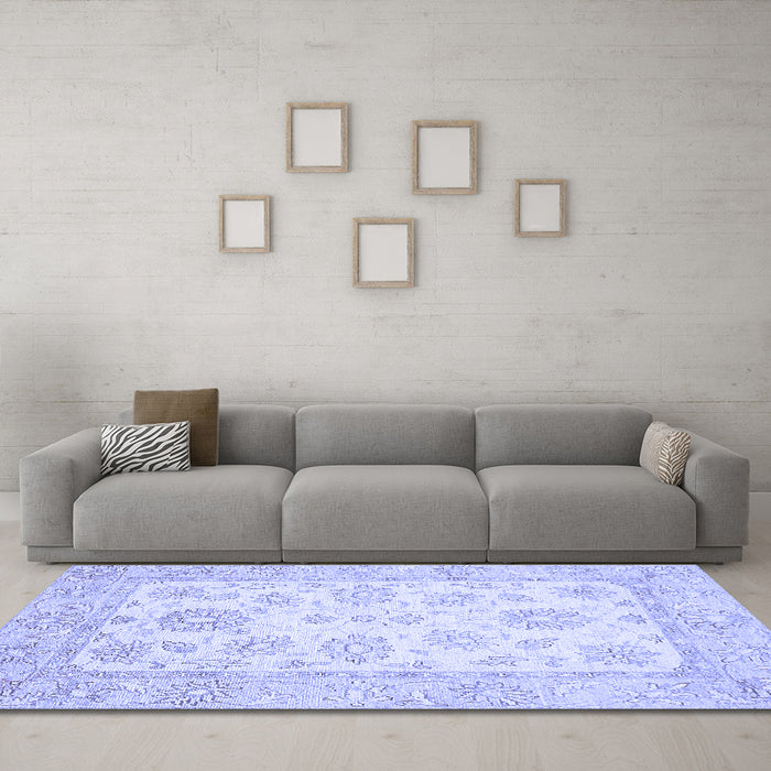Machine Washable Oriental Blue Traditional Rug in a Living Room, wshabs478blu