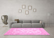 Machine Washable Oriental Pink Traditional Rug in a Living Room, wshabs478pnk