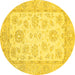 Round Oriental Yellow Traditional Rug, abs478yw