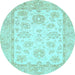 Round Oriental Light Blue Traditional Rug, abs478lblu