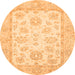 Round Oriental Orange Traditional Rug, abs478org