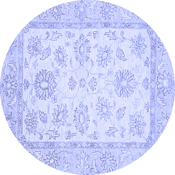 Round Machine Washable Oriental Blue Traditional Rug, wshabs478blu