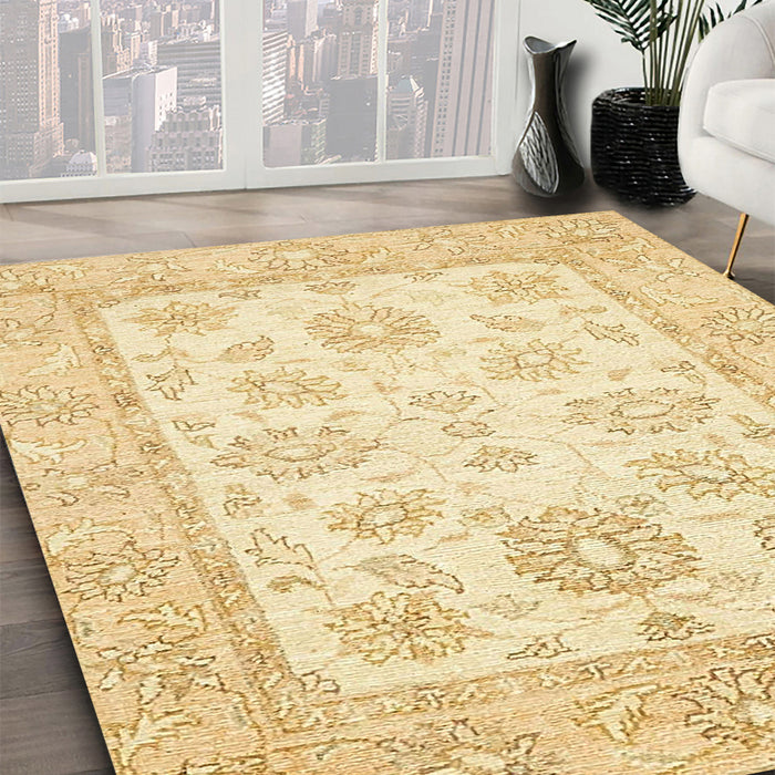 Machine Washable Abstract Sun Yellow Rug in a Family Room, wshabs478