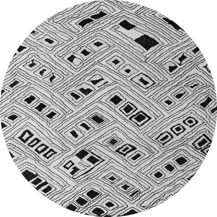 Round Machine Washable Solid Gray Modern Rug, wshabs4790gry