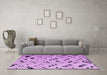 Machine Washable Solid Purple Modern Area Rugs in a Living Room, wshabs4790pur