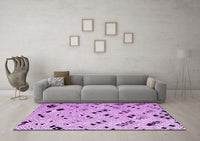 Machine Washable Solid Purple Modern Rug, wshabs4790pur