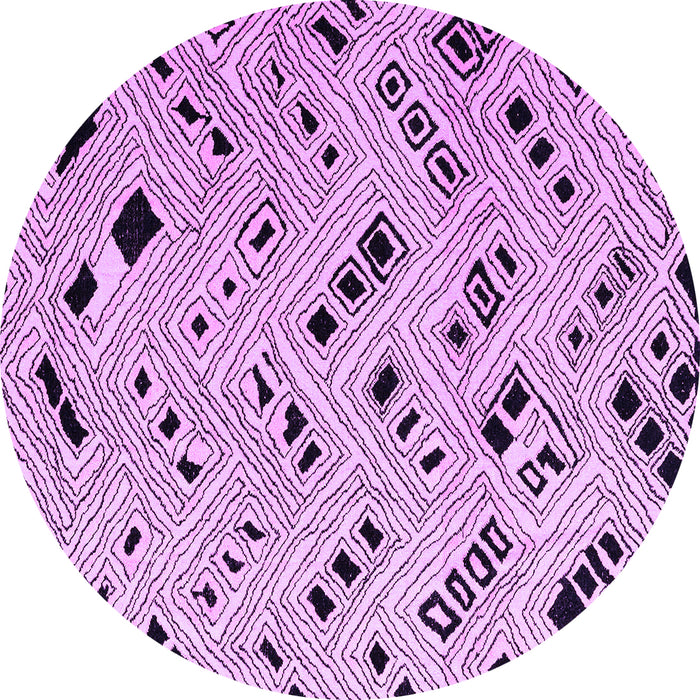 Round Machine Washable Solid Purple Modern Area Rugs, wshabs4790pur