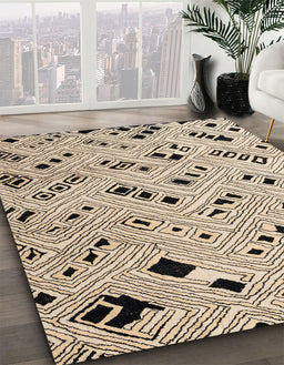 Machine Washable Abstract Deep Peach Orange Rug in a Family Room, wshabs4790